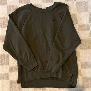 PINK Victoria's Secret Olive Green Crewneck Sweatshirt with Dog Logo